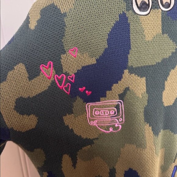 Vilagallo Anthropologie embroidered camo cardigan sweater S Small - Picture 11 of 15